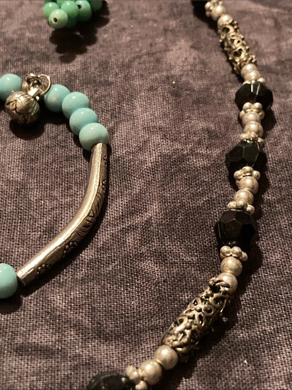 Beaded Necklace, Bracelet & Earring Set — Silver Accents Boho Style